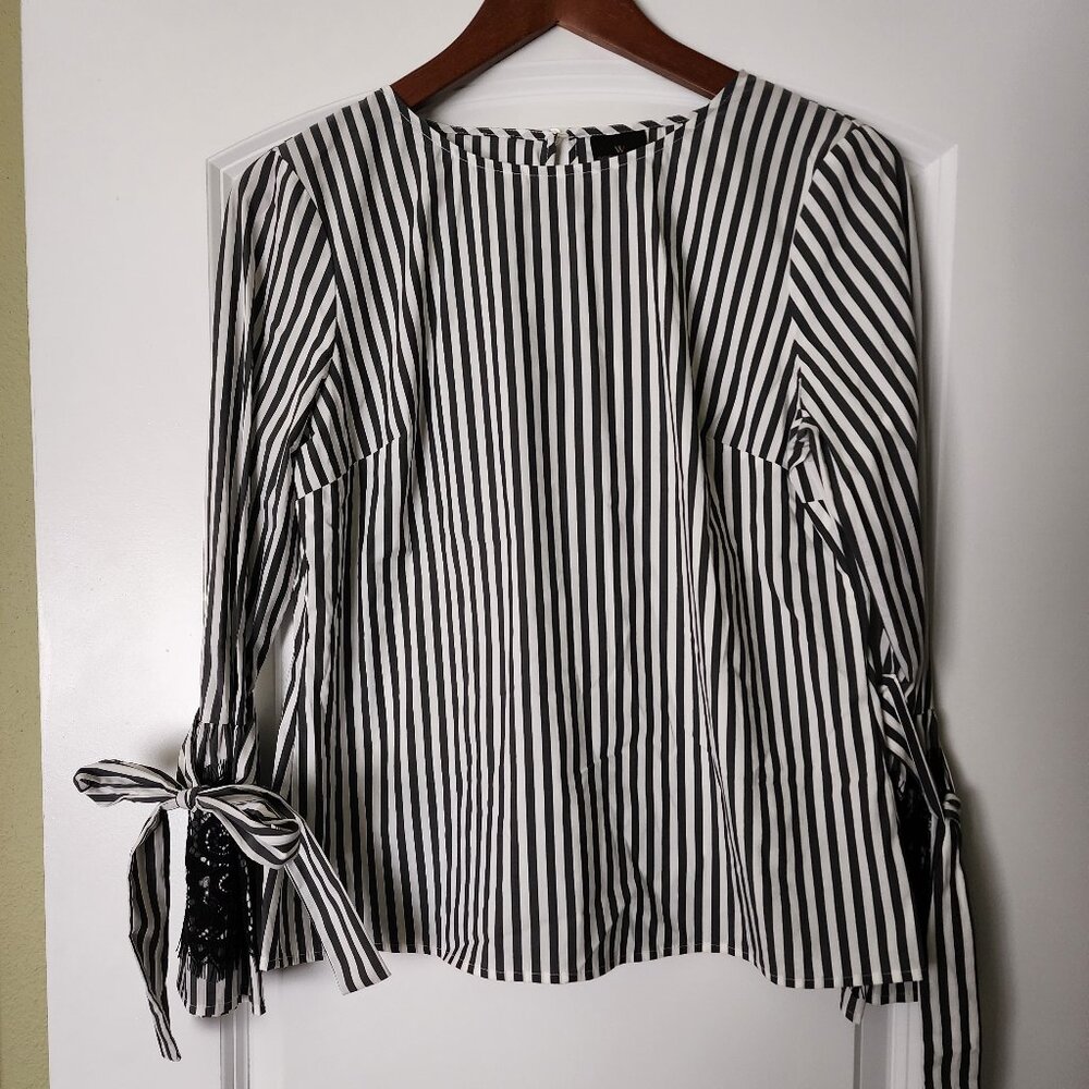 Black and White bell sleeve shirt